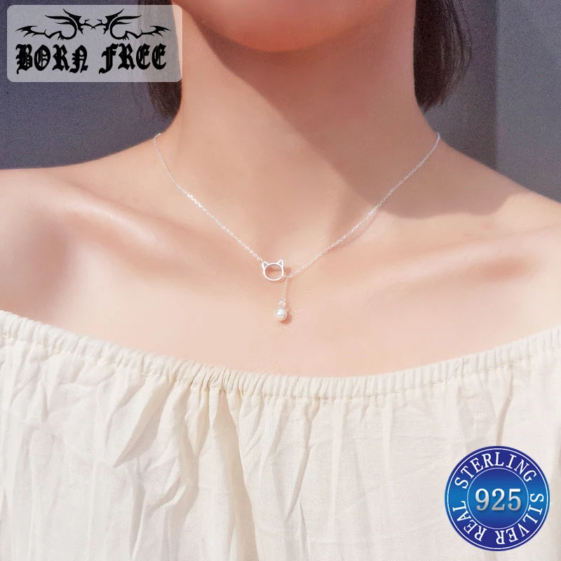 

collier argent sterling 925 pendule chain bell cat pendant necklace women choker kolye jewelry bijoux femme jewellery collares