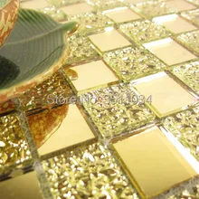 2018 New coming Gold color Glass Tile Mosaic 1box 11 pieces Glass Mosaic Tile 12 x 12″ Sheet BackSplash/Shower/Art Mesh Mount