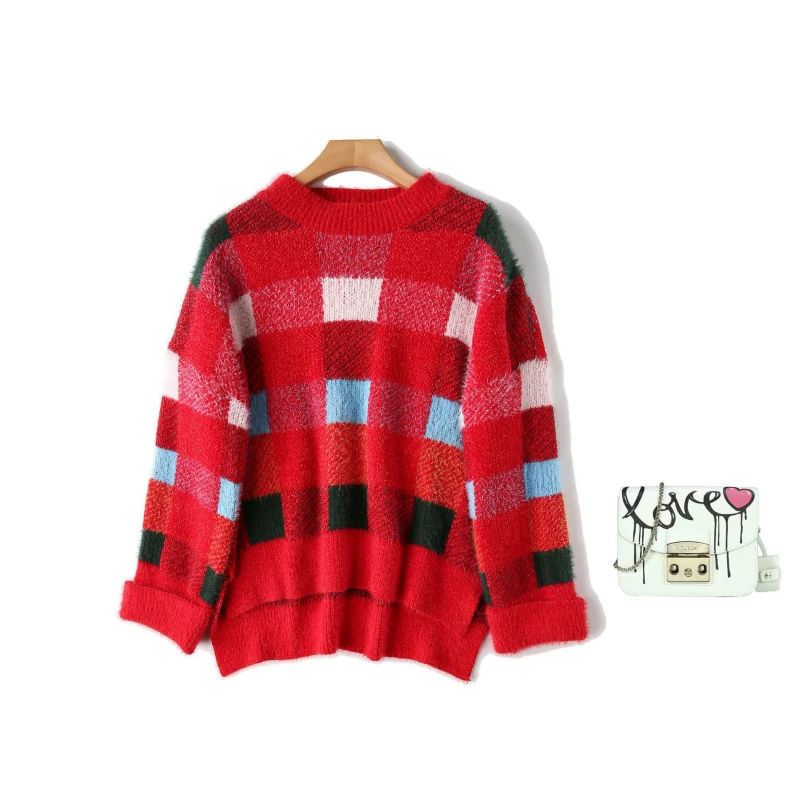 2019 New Year Mink Cashmere Sweater Women Autumn Winter Red Tops Women Knitted Pullovers Long Sleeve Jumper Pull Femme Clothing 2019 New Year Mink Cashmere Sweater Women Autumn Winter Red Tops Women Knitted Pullovers Long Sleeve Jumper Pull Femme Clothing