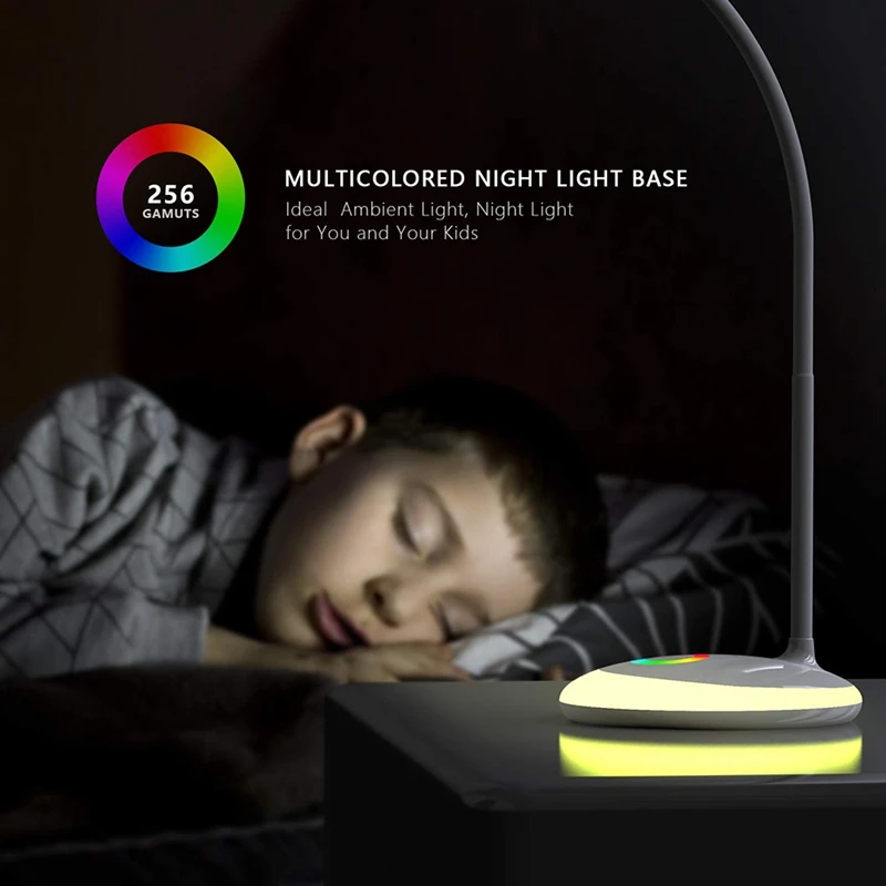 Светодиодная настольная лампа с ночной Светильник Usb зарядка Настольная лампа полный Цвет 3-уровневая Регулируемая Яркость для чтения книг, светильник