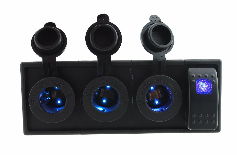 

IZTOSS DC 12V/24V Three led power Sockets with rocker switch jumper wires and housing holder