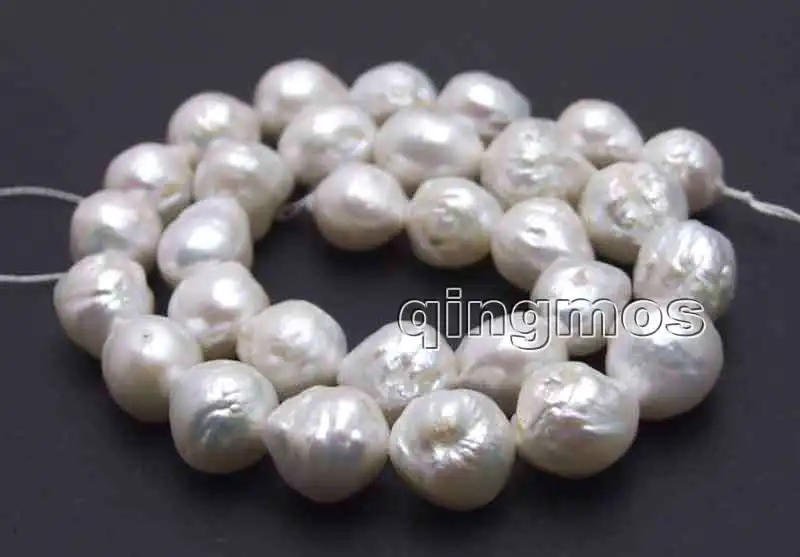 

Big 10-13mm White Round Natural Edison PEARL Loose beads strands 14"-los771 Wholesale/retail Free shipping