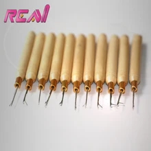 2 шт. крюк-удлинитель для волос инструмент для вытягивания Нитевдеватель микро кольца звеньевые бусины петли деревянная ручка со стальной иглой