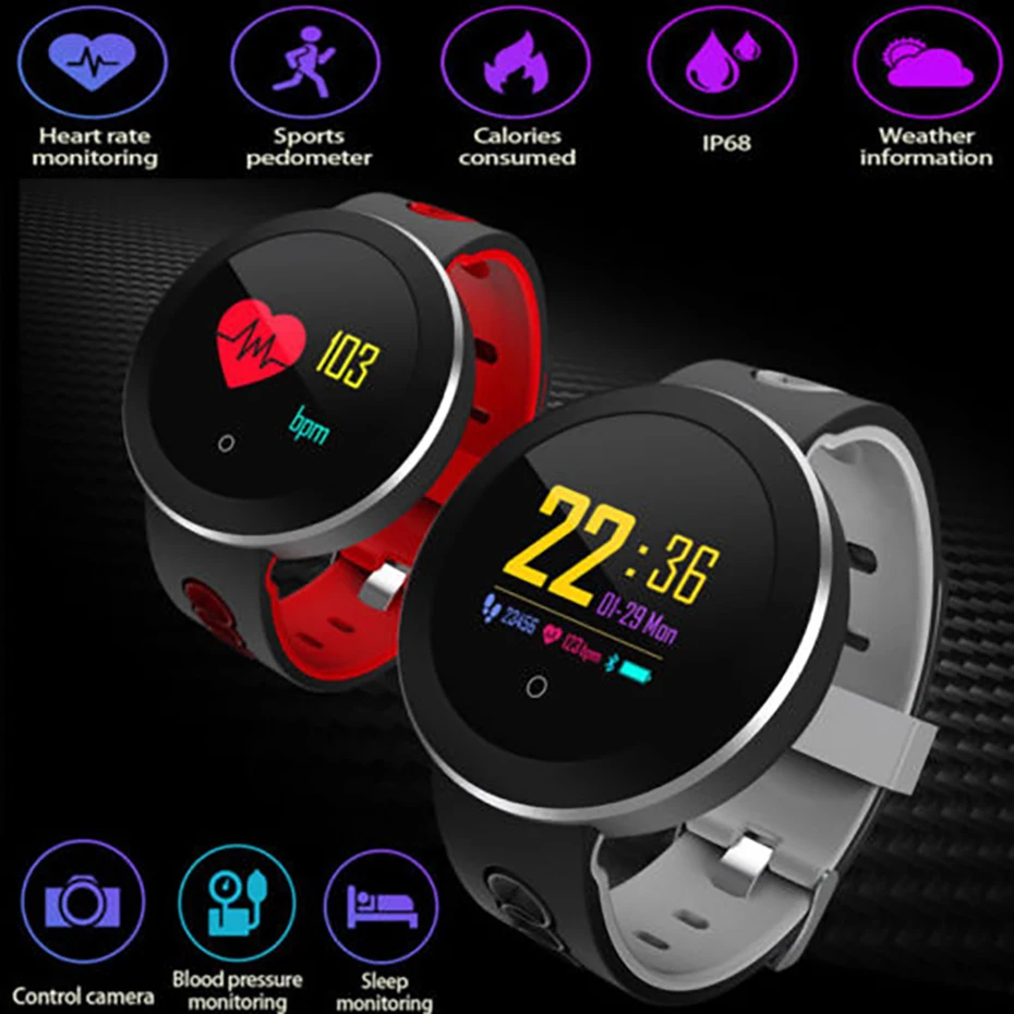 Baratos Reloj inteligente de carga USB para hombres, pulsera inteligente de gestión de la salud, rastreador de ritmo cardíaco y Fitness para Android IOS, reloj de pulsera electrónico