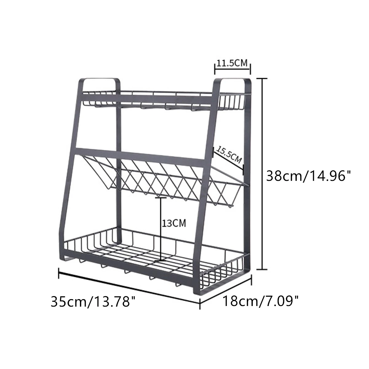 3 слоя металла Многофункциональный стеллаж для хранения держатель кухонных инструментов Органайзер емкости для специй Подставка Полка сушилка для посуды