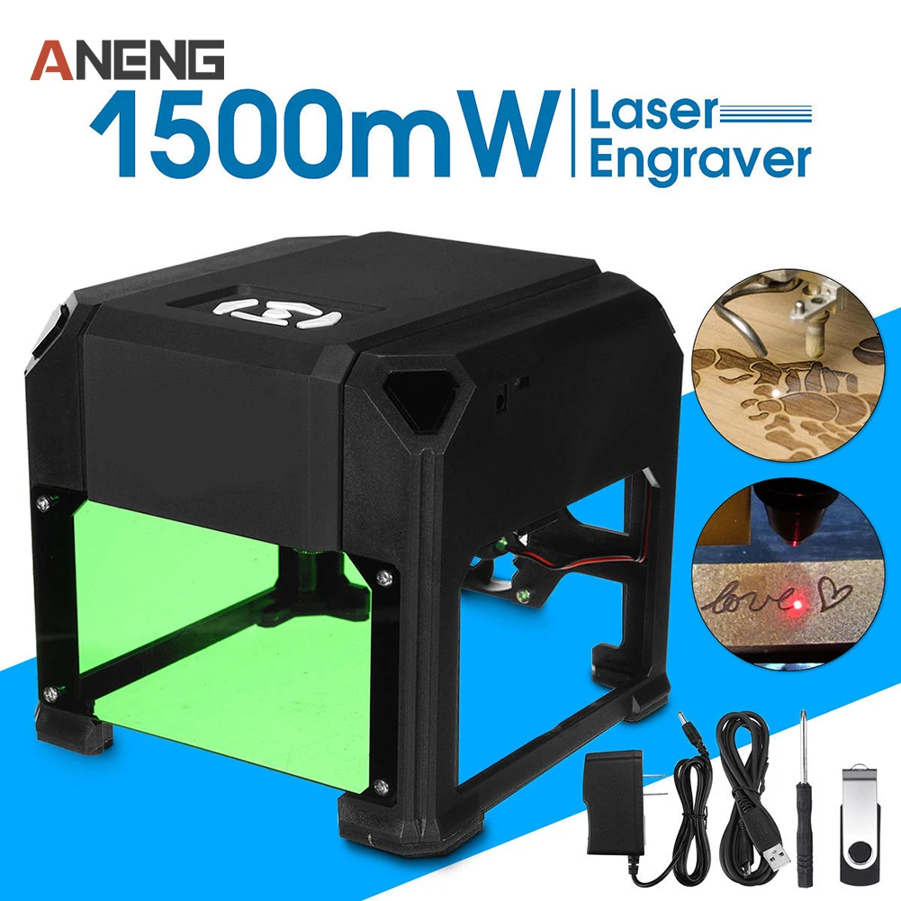 

K3 1500MW 8CM * 8CM Engraving Area DIY Logo Small Engraver Cutter Carver Engraving Machine US Plug Black ABS Material