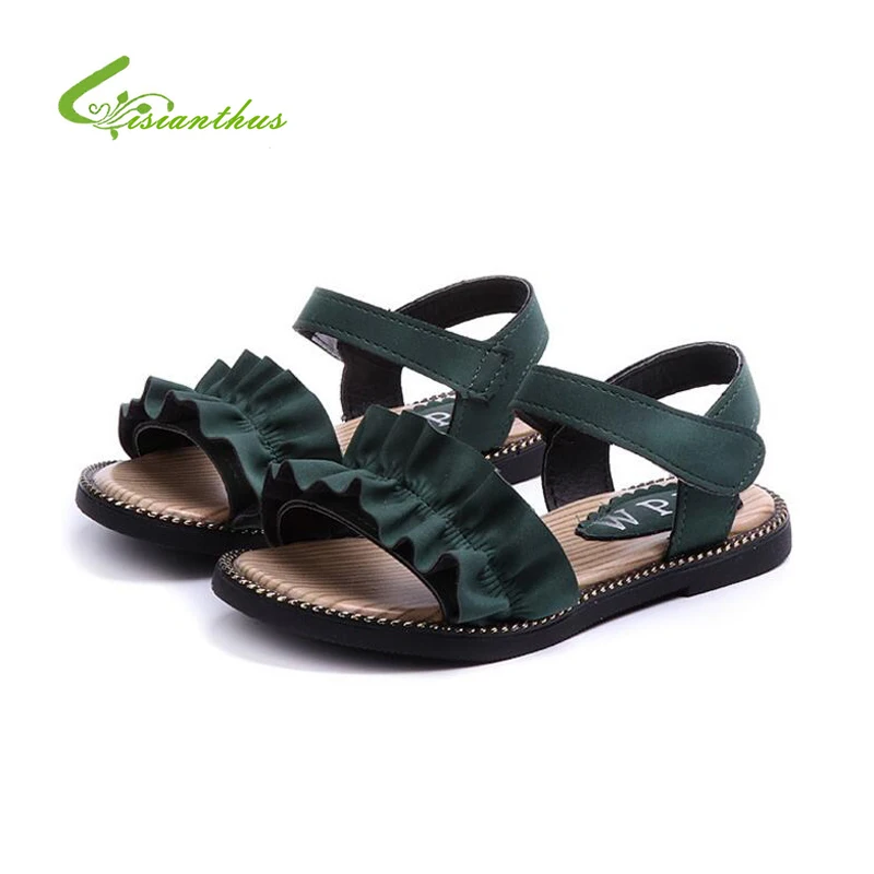 Летний стиль детские сандалии для девочек мягкая ткань сладкий принцесса девушка обувь Повседневное детские пляжные плиссированные