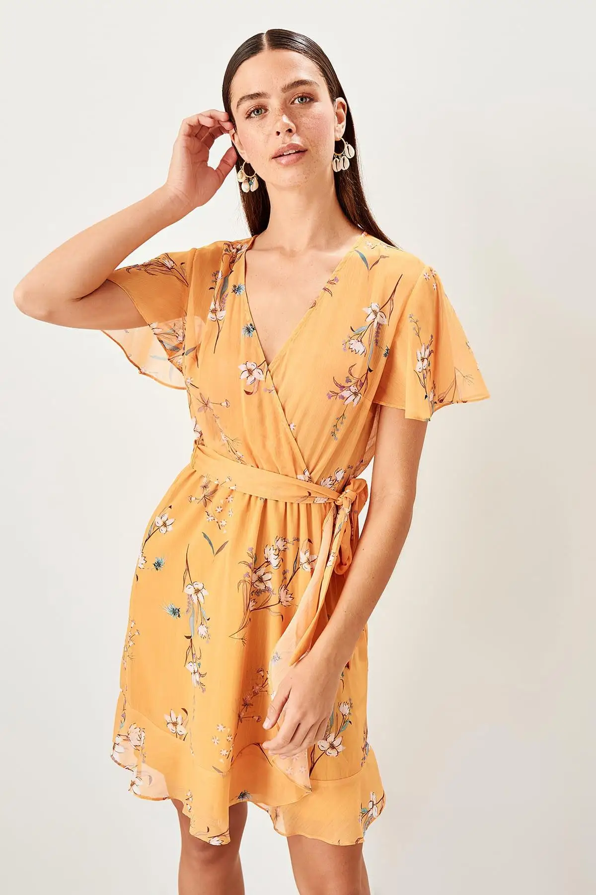 

Trendyol Orange Patterned Dress TWOSS19EL0100