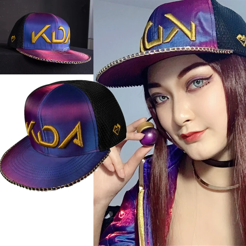 

Akali Hat AKL KDA Caps Cosplay Props Hip-Hop Hats Snapback Baseball Cap