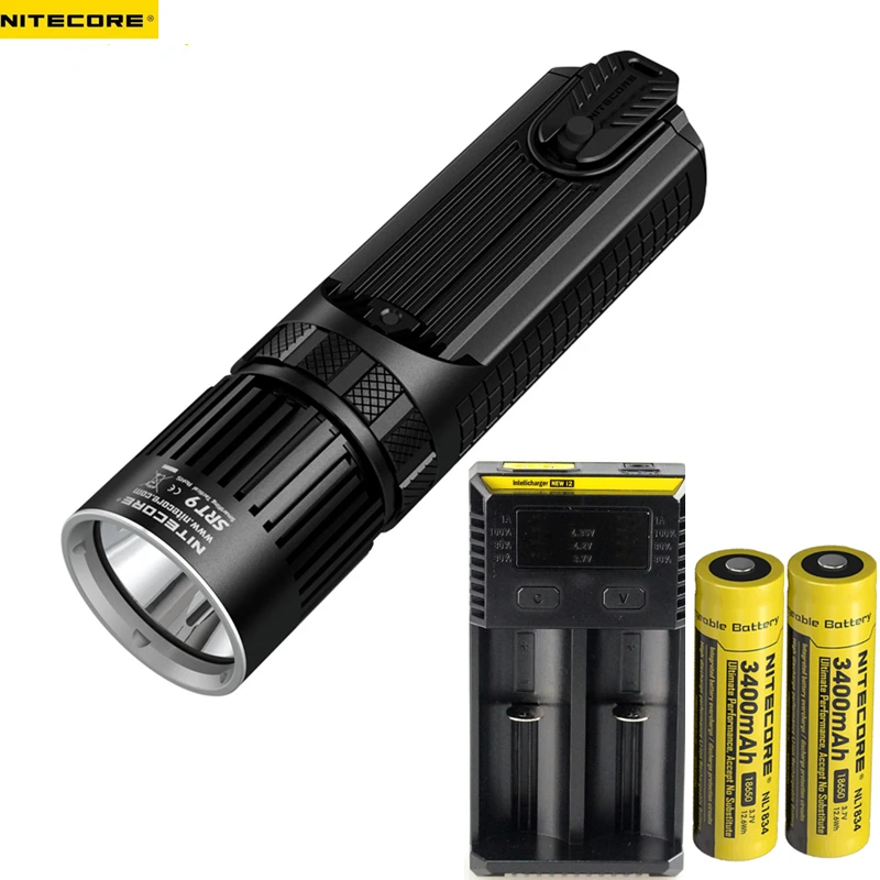 

NITECORE SRT9 LED Flashlight CREE XHP50 2150LM With Red/Blue Warning Light beam throw 246M Torch + 2pcs 18650 3400mAh batteries