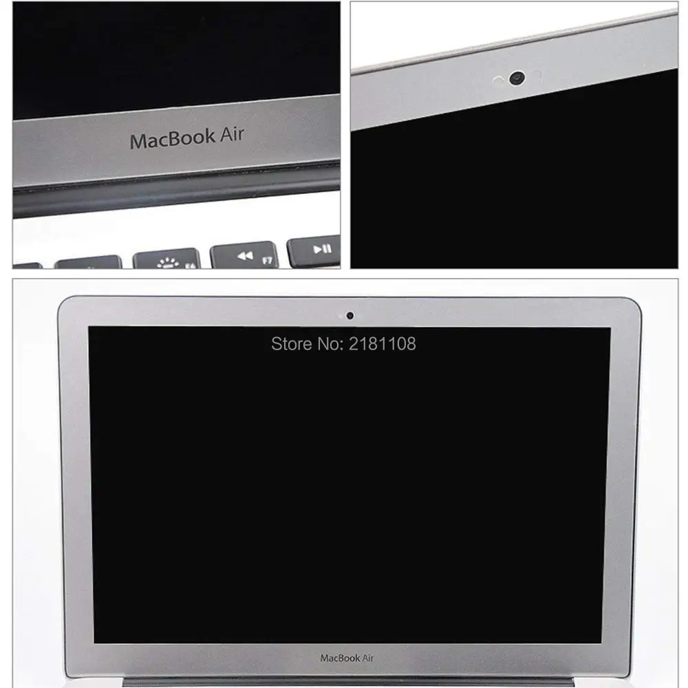 Bubble Free LCD Screen Protector Silver Frame Apple Macbook Air 13.3" A1369 A1466