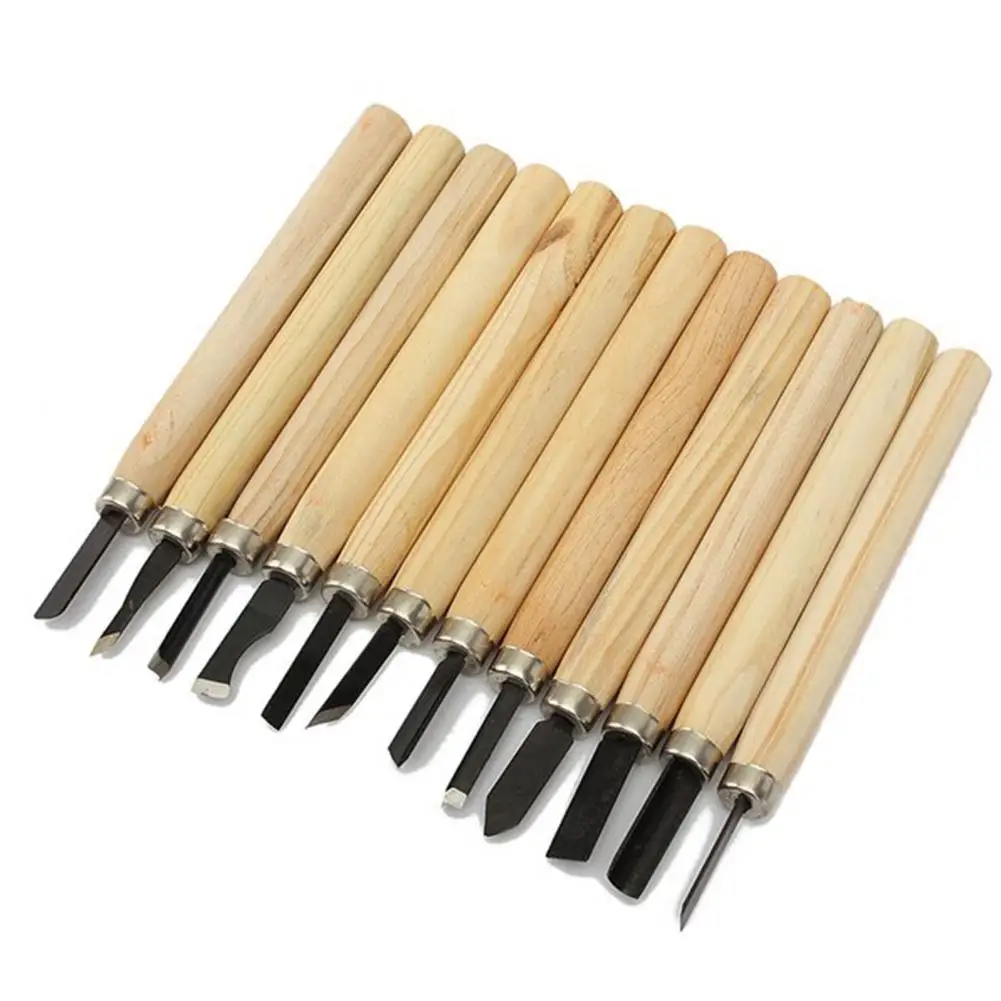 

12Pcs Wood Carving Chisel Set - Multi-function Wooden Hand-carved Knife DIY Art Carving Student Woodworking Tools