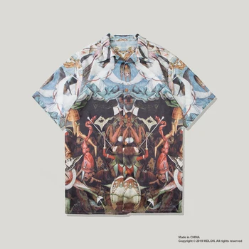 

2020 Trendy Hawaiian Shirt For Men Loose Holiday Tops Male Fashion Cartoon Printed Turn-down Collar Sleeve Short