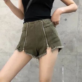 

Denim Shorts Female Summer 2019 New Korean High Waist Metal Zipper Shorts Casual Fashion Streetwear Shorts Femme