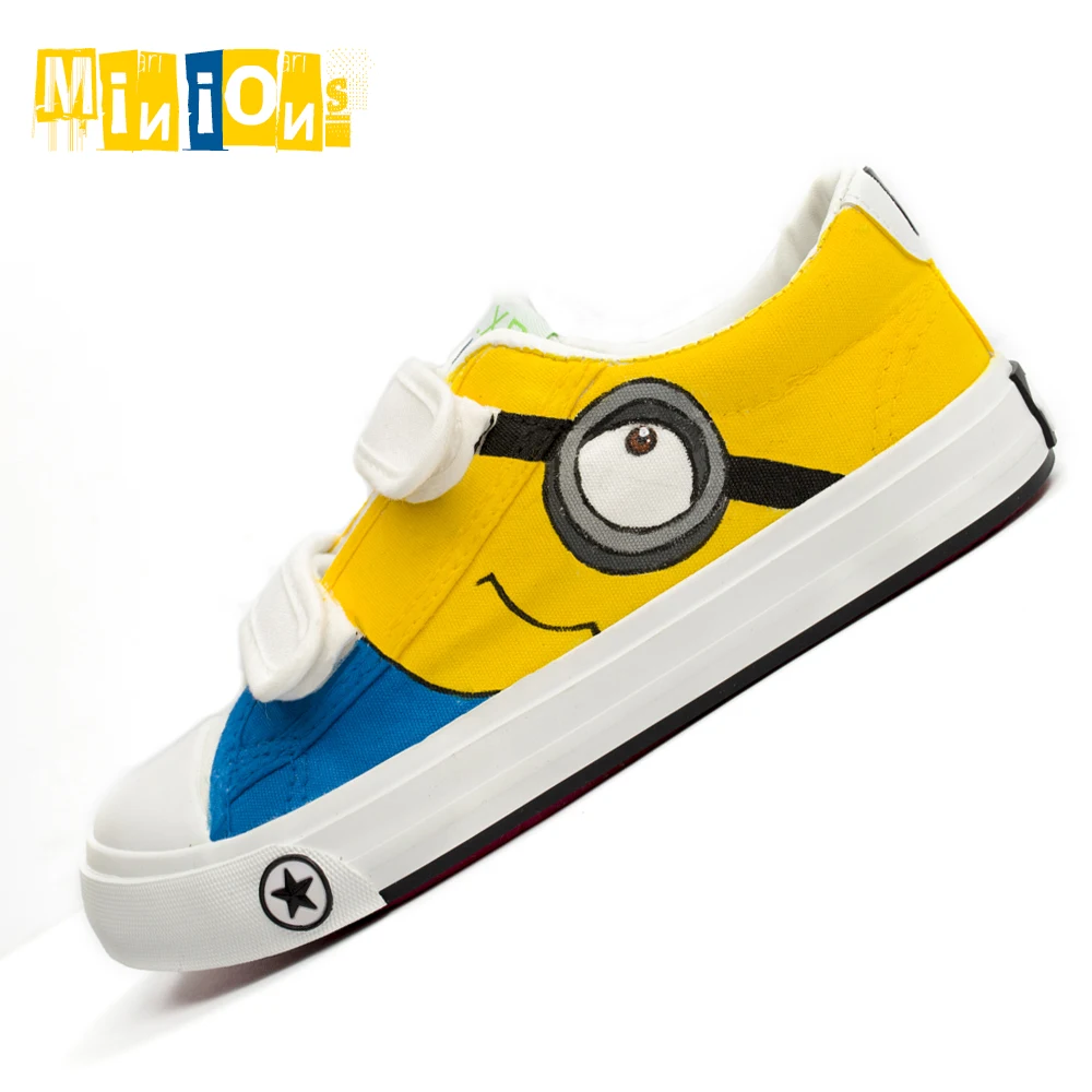 

WENDYWU spring autumn 2017 fashion kids DIY shoes canvas sneakers studens baby boys girls casual shoes children Minions shoes
