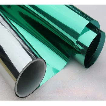 

20"x100ft VLT13% Green&Silver Reflective Window Film One Way Mirror Solar Tint Mirrored Privacy Sticky Glass Tint Vinyl