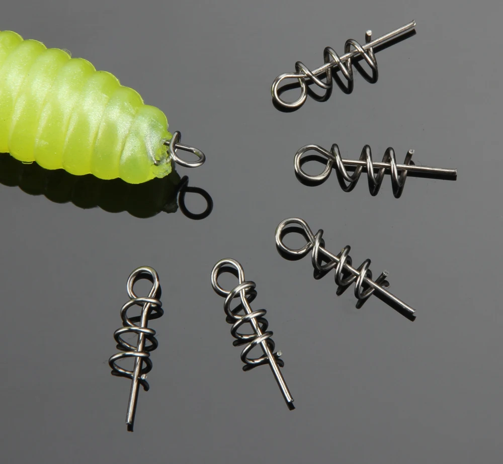 RoseWood 14mm Fixed Soft Bait Connector Spring Lock Pin Crank Hook Pins Latch Fishing Accessories Pesca 50pcsLot  (1)