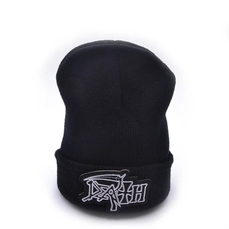 

Death band Men's Skullies Winter Knitted Hat Male Beanies Cap Casual Solid Color Sets Headgear Hats For Men