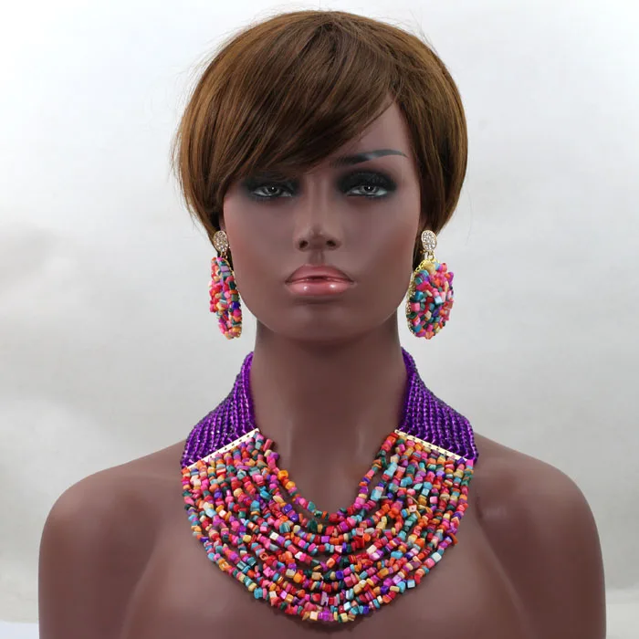 

Shining Purple African Wedding Set Fashional Costume African Jewelry Sets Unique Item Wholesale New Arrival Free Shipping hx431