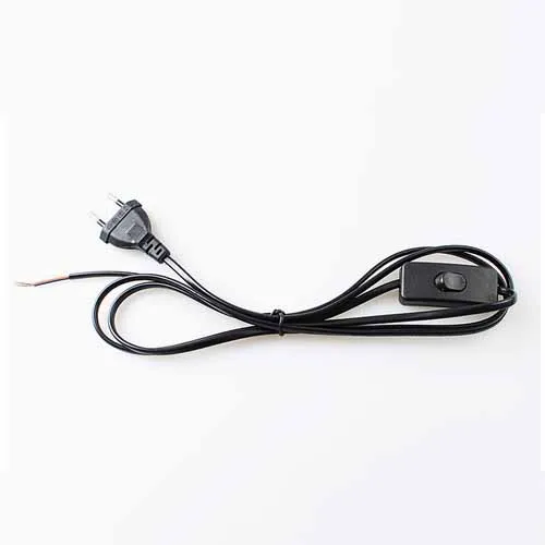 1 x кабель включения 1,8 м вкл. Выкл. Шнур питания для светодиодный лампы с переключателем США, ЕС. Штекер, светильник, переключение, белый провод, удлинитель - Цвет: Черный