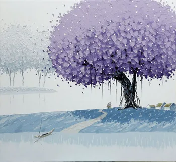 

Frameless painting by numbers wall decor diy picture oil painting on canvas for home decor purple tree by phan thu trang