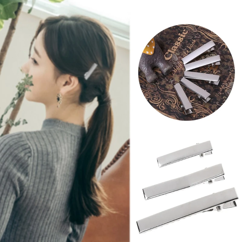 50Pcs Flat Single Prong Alligator Clips DIY Barrette Teeth Hair Clips Utility