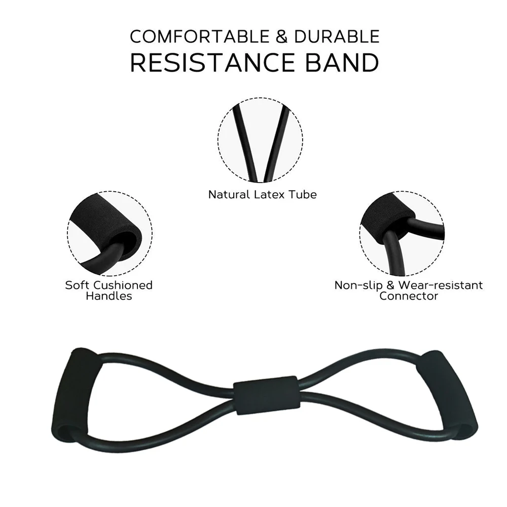 Resistance Training Bands Tube Workout Exercise For Yoga 8 Type Bodybuilding Muscle Expander Developer Fitness Equipment Resistance Training Bands Tube Workout Exercise For Yoga 8 Type Bodybuilding Muscle Expander Developer Fitness Equipment