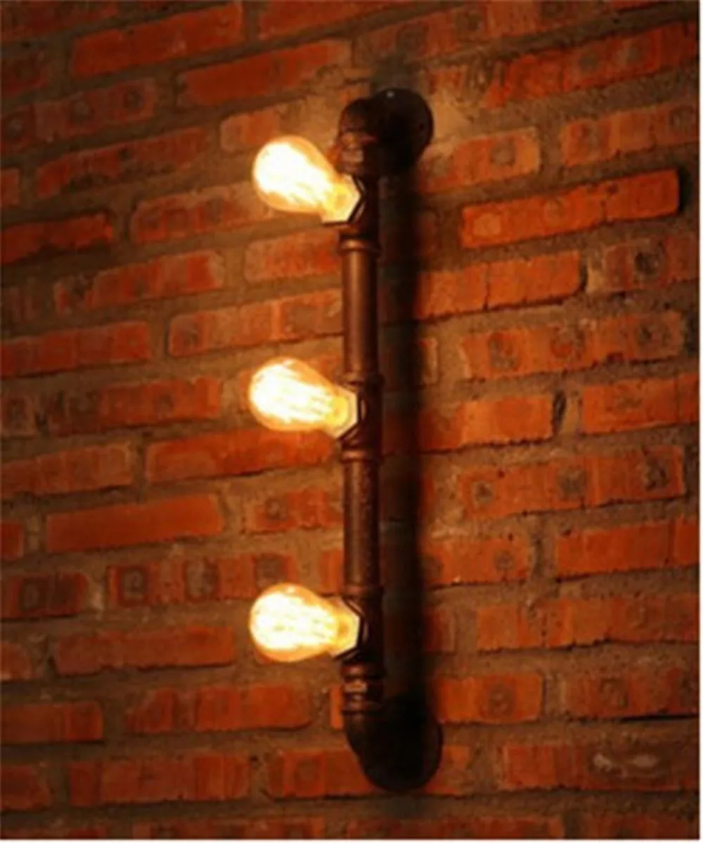 

Loft Europe Retro metal Water pipe vintage wall lamp with edison/led bulb E27 lights for cafe hallway bedroom living room