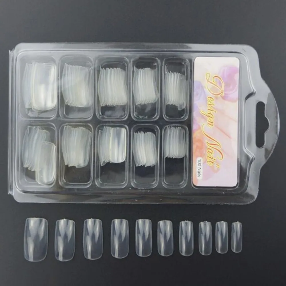 

Nail Art Tool False Nails Tips Practice Polish Gel Artificial Fake Nail Art Display Transparent Natural Salon Decorated