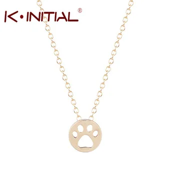 Hot Sale 1PCS Gold Silver Dog Paw Necklace Shaped Animal Charm Necklace Pendant for Women Girls Tattoo Necklace Long Necklaces