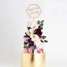 Шестиугольник торт Топпер, обручение торт топпэ rWood торт Топпер На Заказ Свадебный торт Топпер, индивидуальный торт Топпер, геометрический Ca