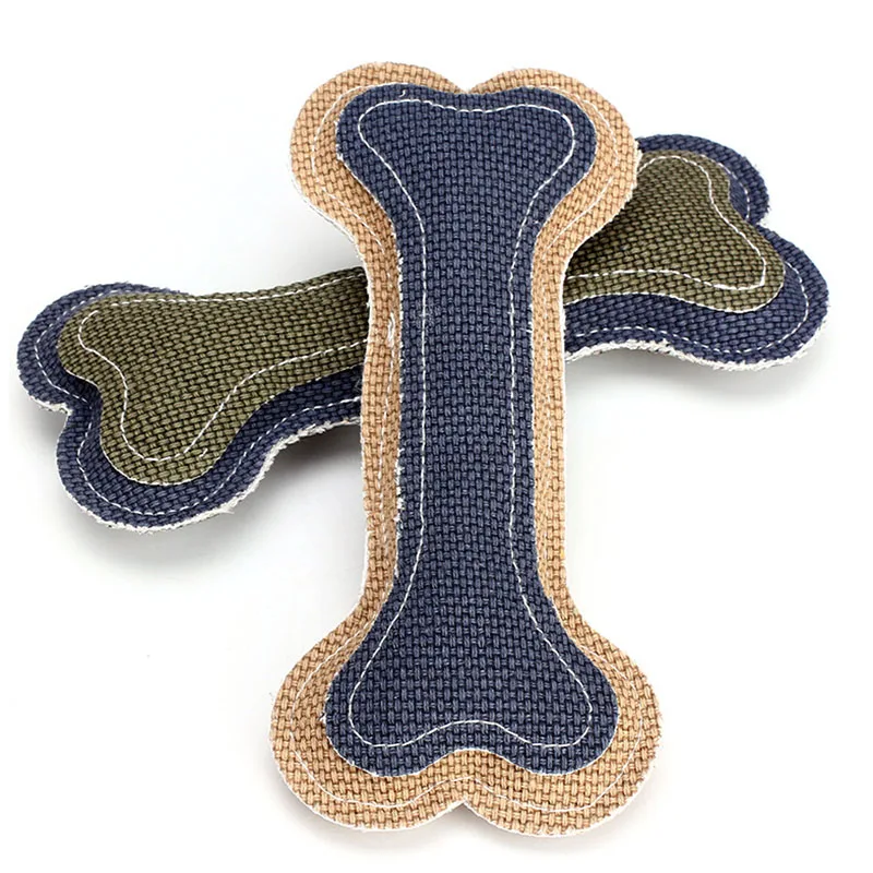 1pcs Cute Canvas Pet Dog Toys Bite Resistant Squeaky Toys For Small Dog Toy Bone Shape A163in