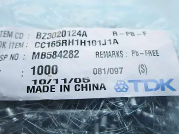 

100% New and original CC165RH1H101J1A 100PF Porcelain tube capacitance