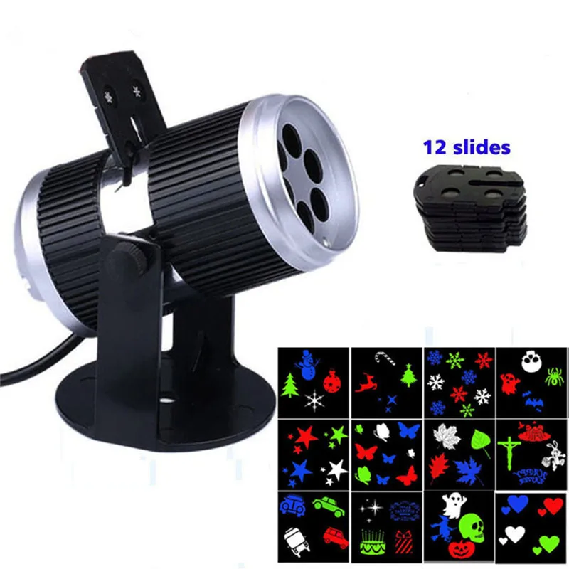 

LED Auto Rotate Christmas Laser Projection lamp stage effect lamp 12 Film patterns Snow Indoor for Party Home decoration Show