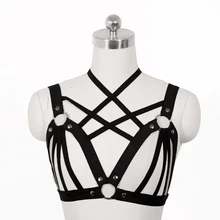 Women New Black Harness cage bra Exotic Apparel Gothic Harajuku sexy lingerie cosplay bondage harness prom dresses harness bra