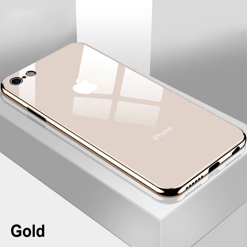 Роскошный чехол из закаленного стекла для телефона чехол для iPhone 7 6 S 8 Plus X 10 XR XS Max, ультра тонкий глянцевый черный красный iphone