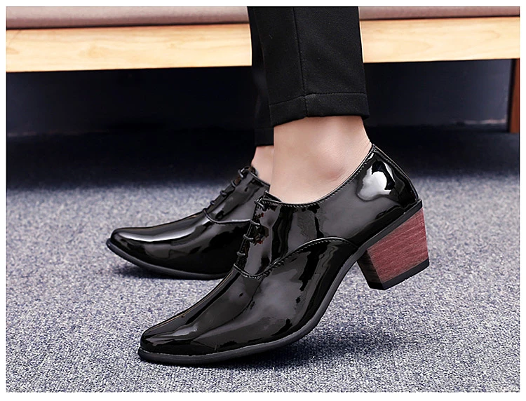 DJSUNNYMIX/Брендовые мужские кожаные туфли на высоком каблуке 6 см; Модные Мужские модельные туфли для отдыха; 3 цвета: красный, черный, белый