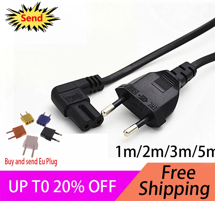 EU European Germany Power Extension Cable Cord Wire Eu Plug To Feamle Bend IE320 C7 For TV