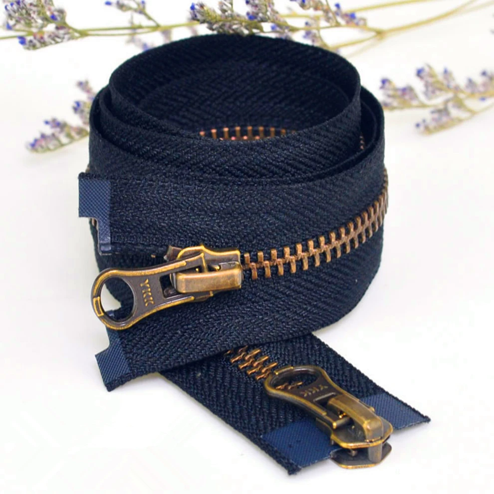 Buy 1pcs/lot 5 zipper headed black metal zipper fastener head long copper