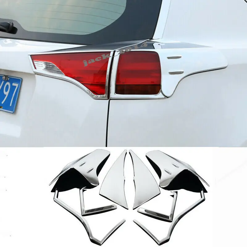 ABS Chrome Rear Tail Light Lamp Cover Trim 4pcs For TOYOTA RAV4 2013-2017