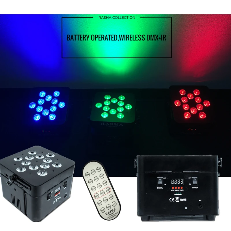 

Rasha Hex Colossol Freedoom High Brightness 12*18W Battery Operated Wireless LED Par Light DMX LED Par Projector For Proudctions