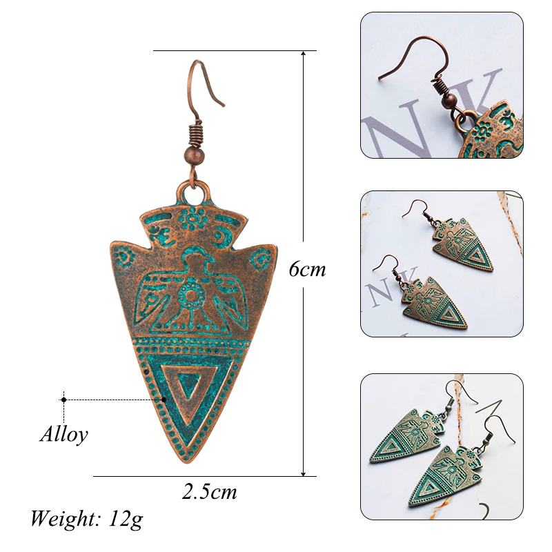 2018 Retro water drop indian earrings jewelry Vintage ethnic boho geometric hanging earrings for women earings earing brincos - Image 5