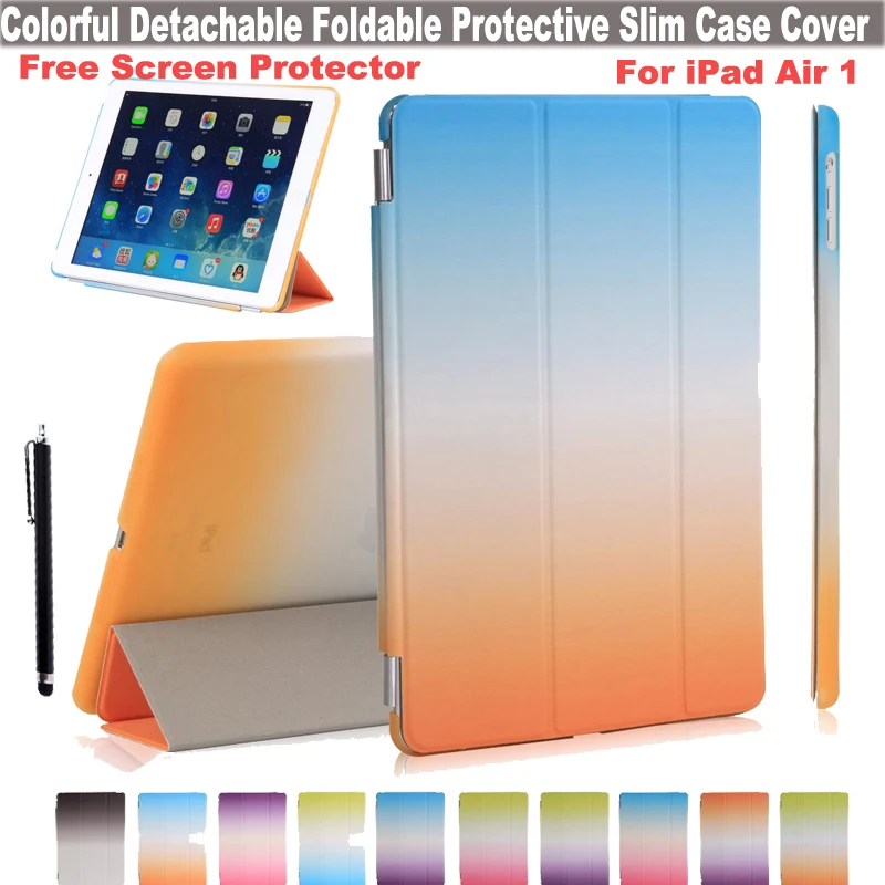 

9.7 Inch Foldable Rainbow Series Protective Smart Front Case Transparent Back Cover Ultra Slim Lightweight Case FOR IPAD Air 1