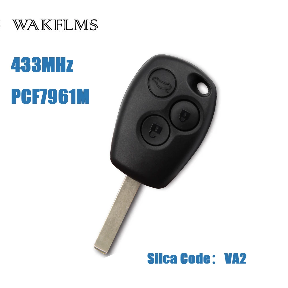 

3 buttons remote car key 433mhz with PCF7961M HITAG AES Chip for Renault VA2 no mark