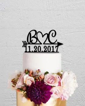 

Wedding Cake Topper,Initials Cake Topper,Arrow Cake Topper,Date Cake Topper,Personalized Cake Topper,Rustic Cake Topper,Name Cak