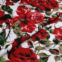 Красная Роза Печатных хлопковая ткань, для женщин Дети DIY костюмы, розы цветы хлопок ткань для платье Шитье «сделай сам» материал