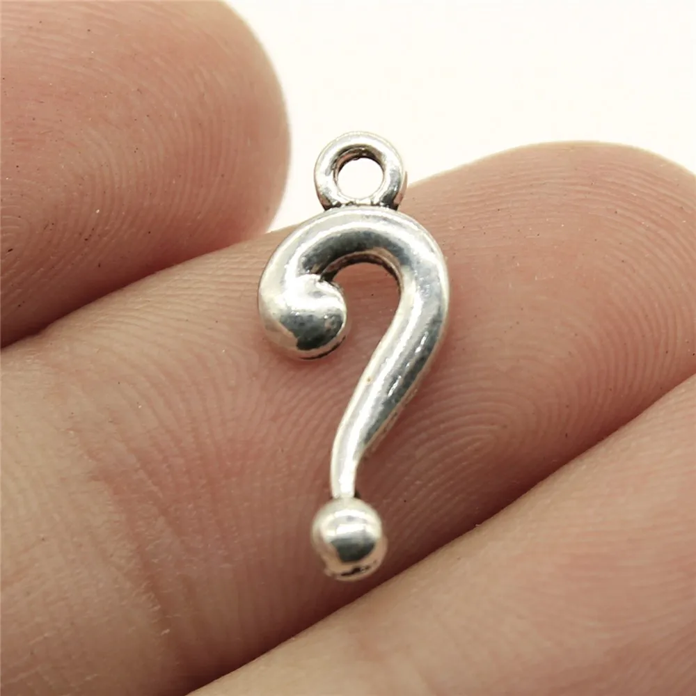 

WYSIWYG 40pcs 18x8mm Question Mark Charm Pendants For Jewelry Making Antique Silver Question Mark Pendants Charm Question Mark
