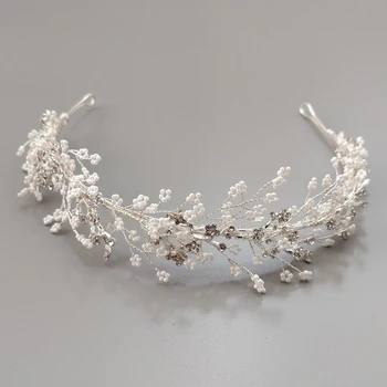 

Beads Crystal Fairy Bridal Tiara Rhinestone Flowers Wedding Headpiece
