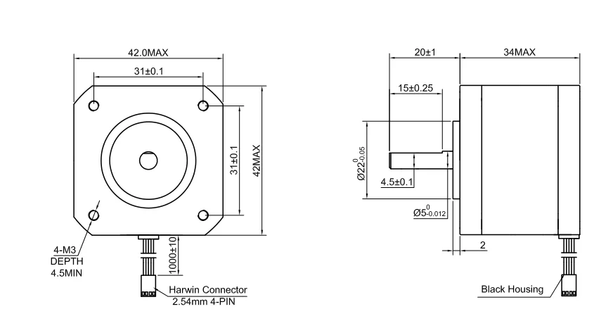 (36,8 onças. in), 0,4a, 12v, 42bygh, 4-lead, cnc, impressora 3d reprap
