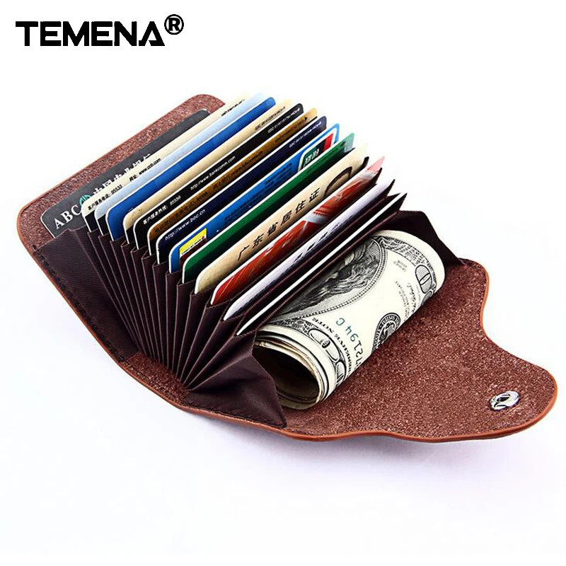 

Genuine Leather Unisex Business Card Holder Wallet Bank Credit Card Case ID Holders Women cardholder porte carte